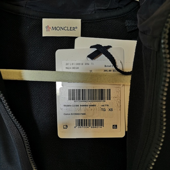 SOLD! NWT Moncler Navy Zip Maglia Logo Hoodie XS - Picture 4 of 5